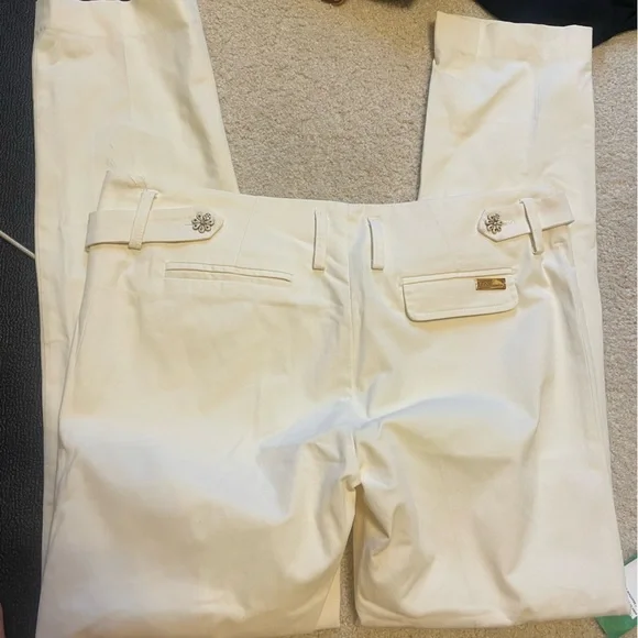 Blumarine dress pants trouser nwot Italian 44 strait Crystal button 8